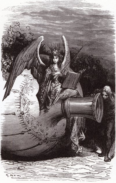 Illustration of Gustave Dore for the complete works of Francois Rabelais: the dive bottle (fifth book) by Gustave Dore