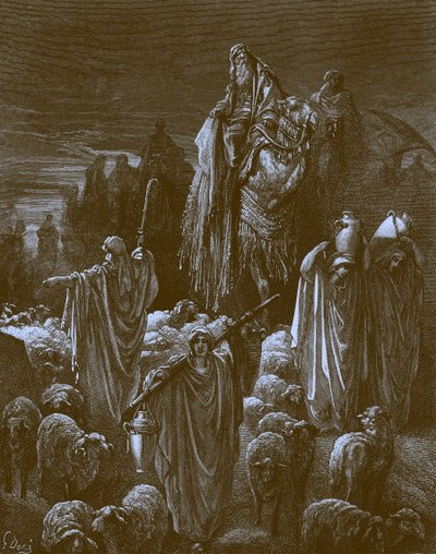 Jacob Travelling into Egypt, Bible by Gustave Dore