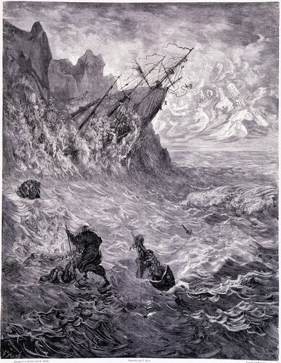 I Cross the Seas... Plate X - Illustration by Gustave Doré for La Légende du Juif Errant by Pierre Dupont, edition Librairie du Magasin Pittoresque, Paris 1862 by Gustave Dore