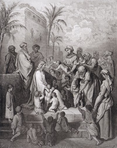 Jesus Blessing the Children, Engraved by Stephane Pannemaker by Gustave Dore