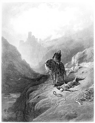King Arthur discovers the Skeletons of the Brothers, illustration from 
