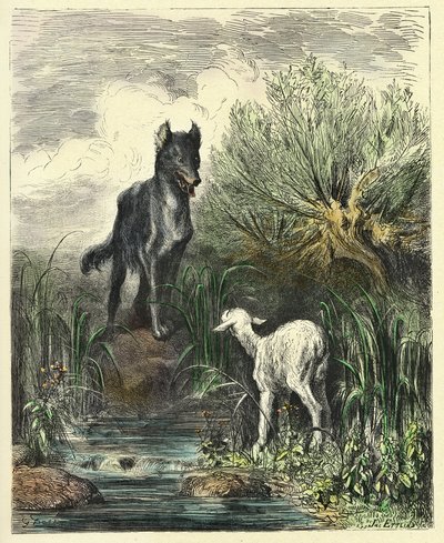 The Wolf and the Lamb (engraving 1861-1868) by Gustave Dore
