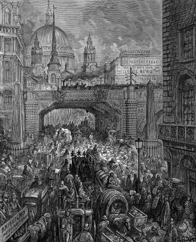 Ludgate Hill (from London: A Pilgrimage by Gustave Dore and Blanchard Jerrold, 1872) by Gustave Dore