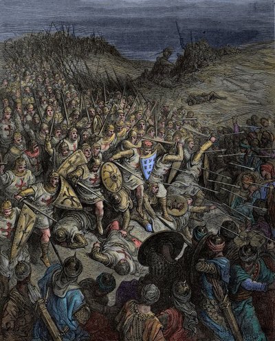 First Crusade: Godefroy de Bouillon Defeating the Muslim Forces of Sultan Kilij Arslan at Dorylaeum by Gustave Dore