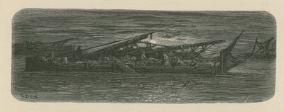 People on the deck of a boat on the Thames by Gustave Dore