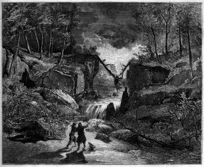Representation of an opera: the crazy tomb in the torrent - Last scene, act II of the 
