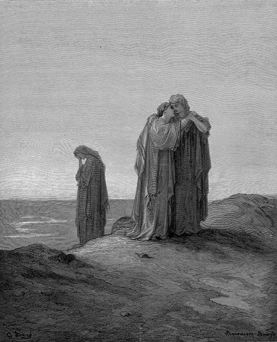 Ruth embracing her mother-in-law Naomi and promising to stay with her now they are bereaved, 1866 by Gustave Dore