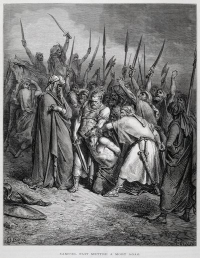 Samuel kills Agag, Illustration from the Dore Bible by Gustave Dore