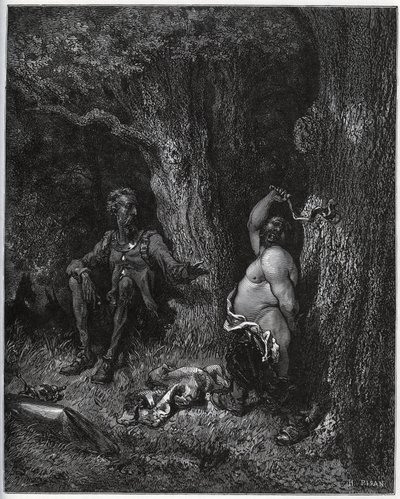 Sancho Panza flies in front of Don Quixote in order to fulfill Merlin