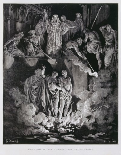 Shadrach, Meshach, and Abednego in the Fiery Furnace (Illustration from the Dore Bible) by Gustave Dore