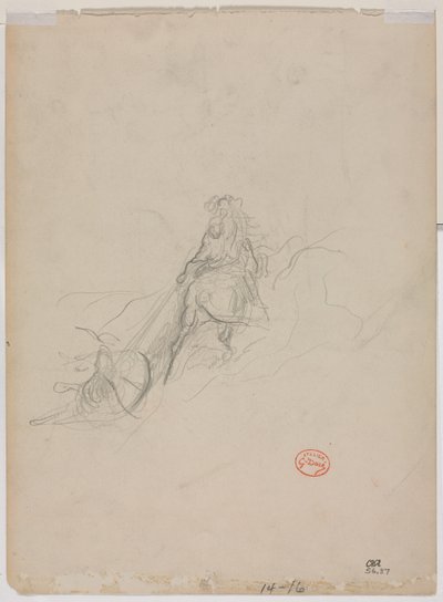 Sketch of Hunting Scene by Gustave Dore