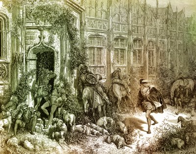 Sleeping Beauty Engraving by Gustave Doré by Gustave Dore
