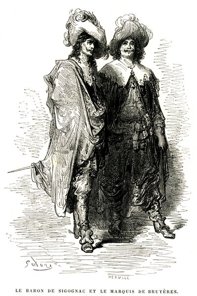 The Baron de Sigognac and the Marquis de Bruyeres (engraving by Gustave Dore) by Gustave Dore