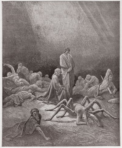The Divine Comedy, Purgatorio, Canto 12: Dante views the soul of Arachne - by Dante Alighieri - Illustration by Gustave Doré by Gustave Dore
