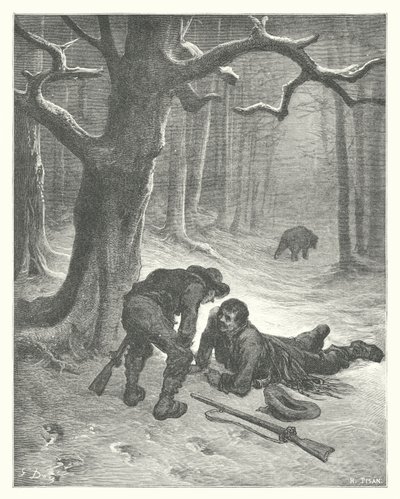 The Fables of La Fontaine: The Bear and the Two Friends by Gustave Dore