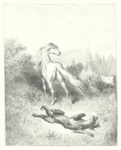 The Fables of La Fontaine: The Horse and the Wolf by Gustave Dore