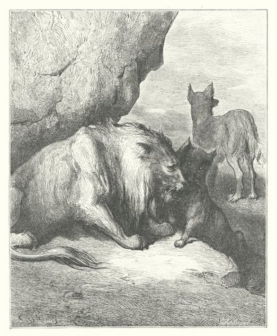 The Fables of La Fontaine: The Lion, the Wolf, and the Fox by Gustave Dore