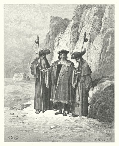 The Fables of La Fontaine: The Oyster and its Claimants by Gustave Dore