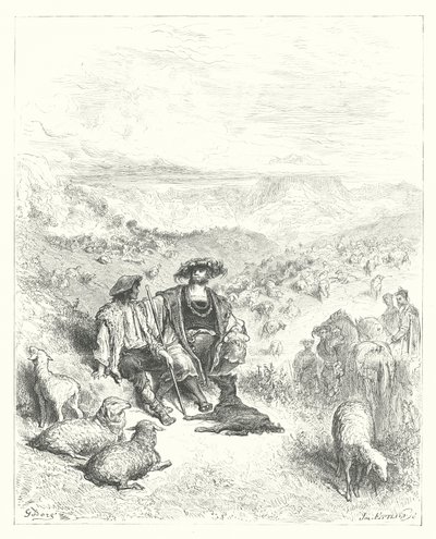 The Fables of La Fontaine: The Shepherd and the King by Gustave Dore