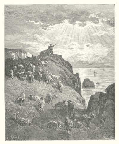The Fables of La Fontaine: The Shepherd and the Sea by Gustave Dore