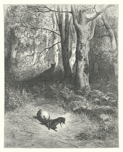 The Fables of La Fontaine: The Two Rats, the Fox, and the Egg by Gustave Dore