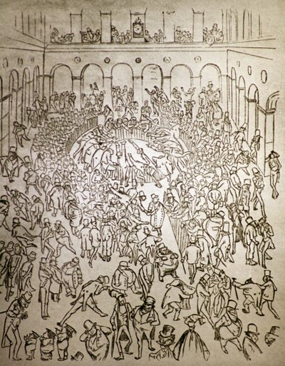 The Frantic Capitalist World in the Paris Bourse, by Gustave Dore by Gustave Dore