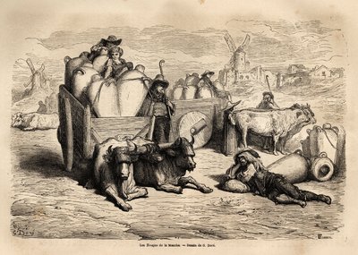 The tinajas of the Channel, the use of these huge earthen jars replaces the use of barrels and their use is very old. Engraving to illustrate the voyage to Spain by Gustave Dore (1832-1883) illustrator and Baron Ch. Davillier reactor, in 1862, published in by Gustave Dore