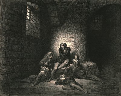 Then, not to make them sadder, I kept down my spirit in stillness by Gustave Dore