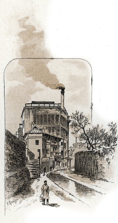 View of the Bievre river in Paris from Saint-Juirs by Gustave Fraipont