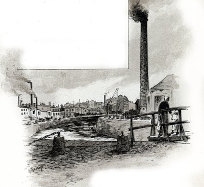 View of the Dry Riverbed of Canal Saint-Martin During the Cleaning Period. Drawing by Gustave Fraipont from 