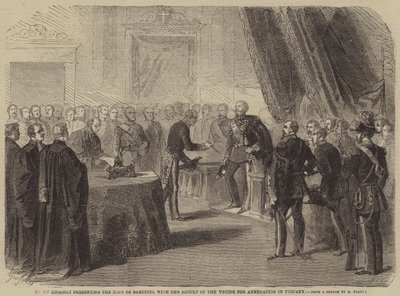 Baron Ricasoli presenting the King of Sardinia with the Result of the Voting for Annexation in Tuscany by Gustave Janet