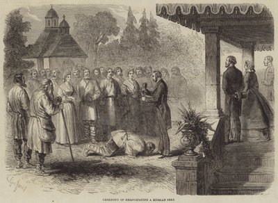 Ceremony of Emancipating a Russian Serf by Gustave Janet