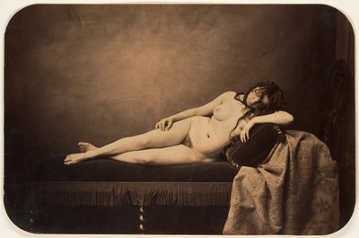 Female Nude Reclining on a Recamier Sofa by Gustave Le Gray