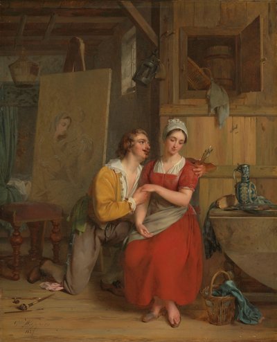 Anthony van Dyck Wooing His Model by Gustave Wappers