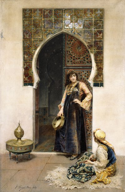 An Algerian Woman and a Musician at a Doorway by Gustavo Simoni