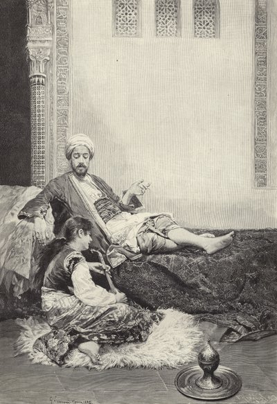 In the Harem (engraving) by Gustavo Simoni