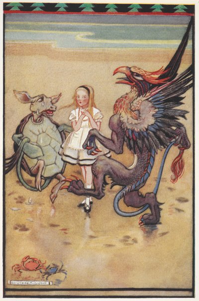 Alice Dancing with the Mock Turtle and the Gryphon by Gwynedd M. Hudson