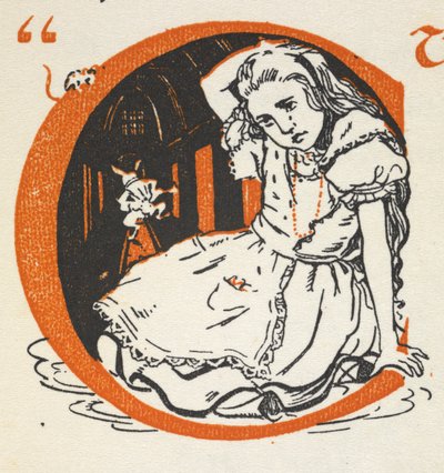 Illuminated Letter C with Alice and the White Rabbit Inside by Gwynedd M. Hudson