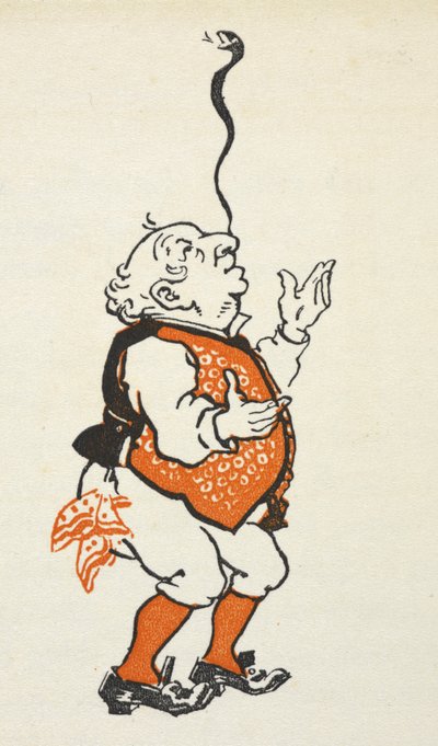 Illustration of a Smartly Dressed Man Balancing a Snake on His Nose by Gwynedd M. Hudson