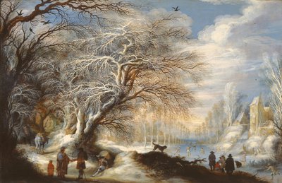 Skaters on a Canal by Gysbrecht Lytens or Leytens