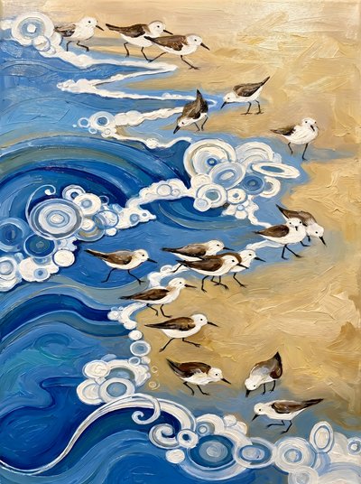 Coastal Birds and Waves by HUGO