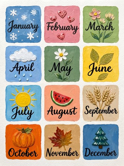 Colorful Months Seasons by HUGO