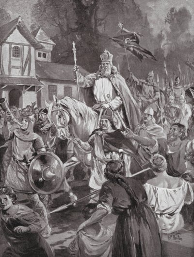 Charlemagne returning to Brussels, his Country Seat by H. M. (after) Burton