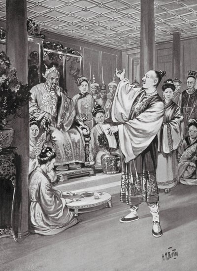Li Po reciting before the Emperor by H. M. (after) Burton