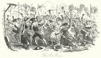 The Sea Rises by Hablot Knight (1815-92) (after) Browne