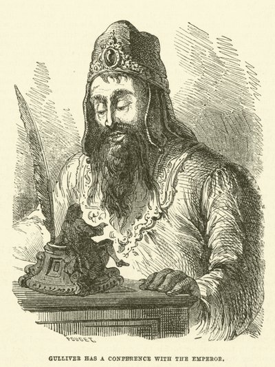 Gulliver has a conference with the Emperor by after Hablot Knight Browne