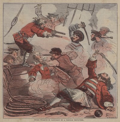 Peter Wilkins is captured by a French privateer by after Hablot Knight Browne