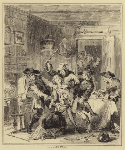 Burglars Attempting to Roast Mr. Porter by Hablot Knight Browne