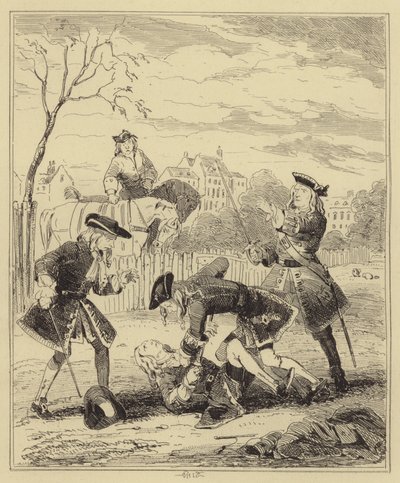 Duel Between Lord Mahon and the Duke of Hamilton by Hablot Knight Browne