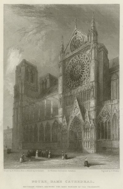 Notre Dame Cathedral, Southern Front, showing the Rose Window of the Transept by Hablot Knight Browne